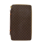 CELINE Macadam Canvas Travel Case PVC Leather Brown 13127