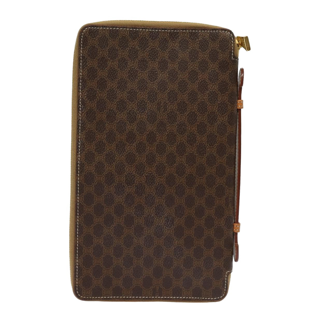 CELINE Macadam Canvas Travel Case PVC Leather Brown 13127