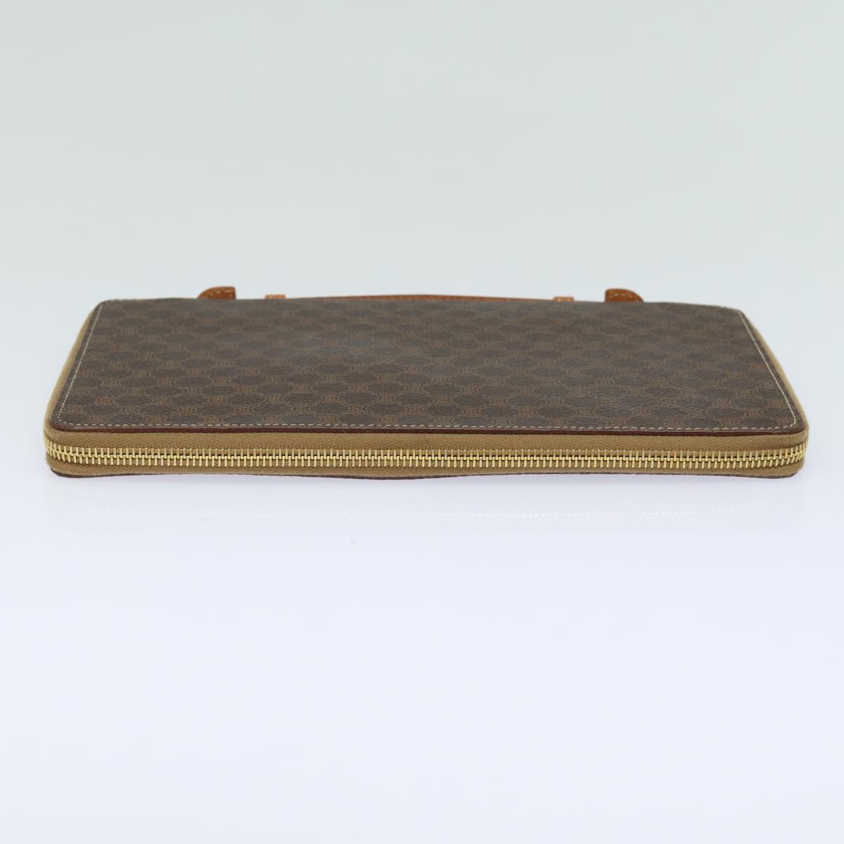 CELINE Macadam Canvas Travel Case PVC Leather Brown 13127