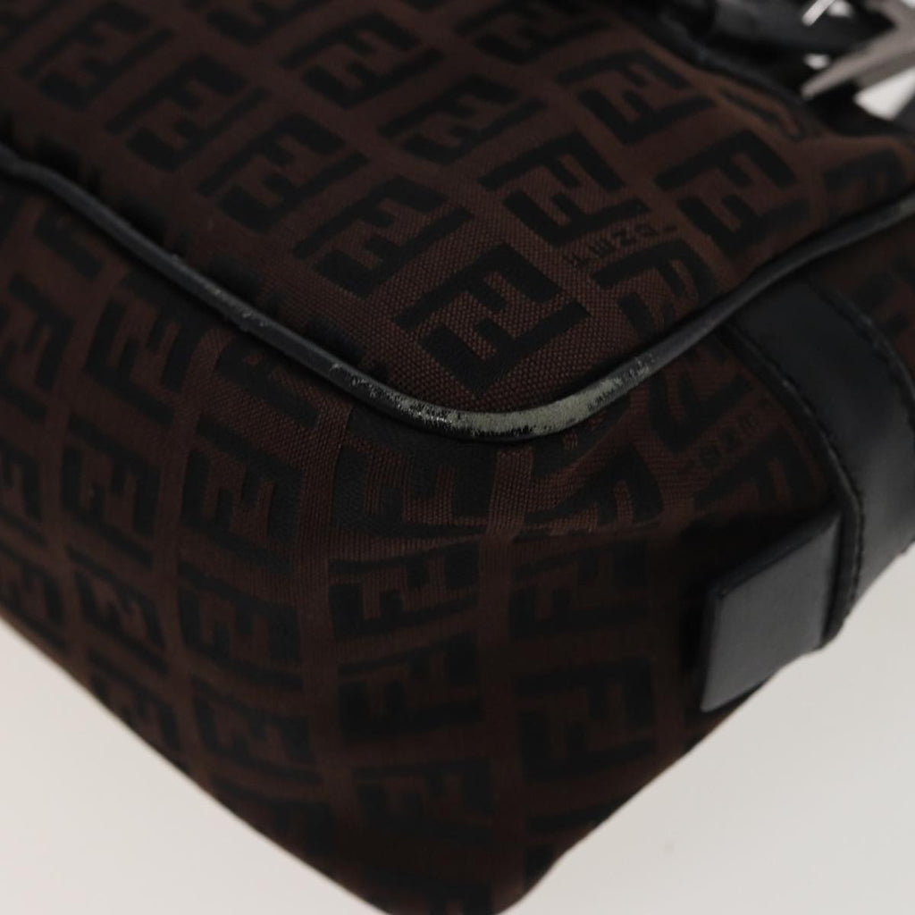 FENDI Zucchino Canvas Hand Bag Brown Blackyk13139