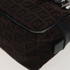 FENDI Zucchino Canvas Hand Bag Brown Blackyk13139