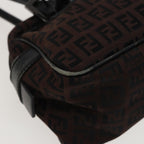 FENDI Zucchino Canvas Hand Bag Brown Blackyk13139