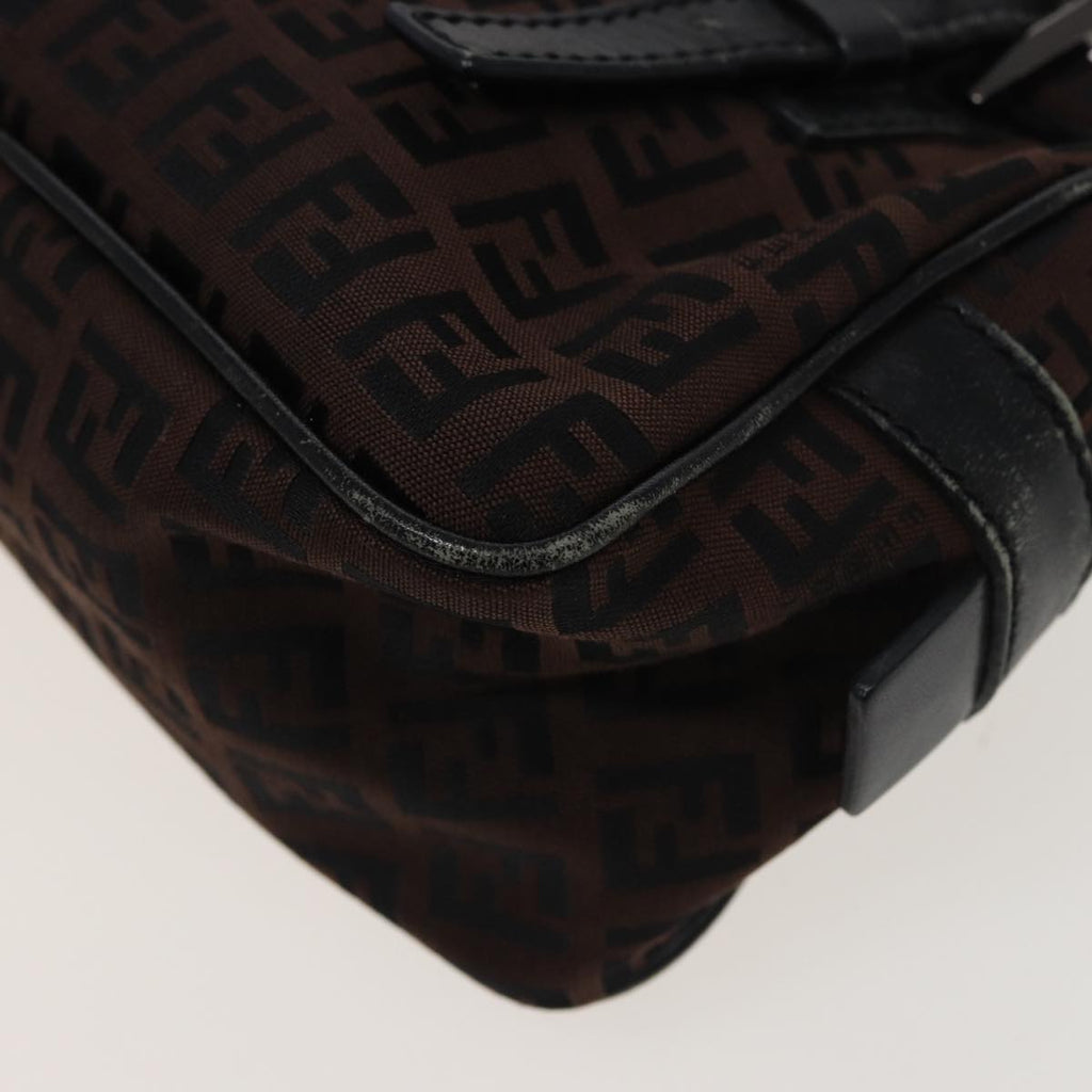 FENDI Zucchino Canvas Hand Bag Brown Blackyk13139
