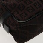 FENDI Zucchino Canvas Hand Bag Brown Blackyk13139