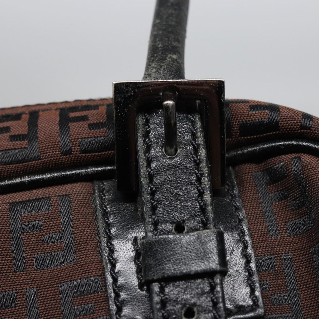 FENDI Zucchino Canvas Hand Bag Brown Blackyk13139