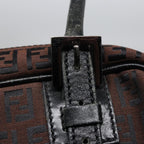 FENDI Zucchino Canvas Hand Bag Brown Blackyk13139