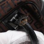 FENDI Zucchino Canvas Hand Bag Brown Blackyk13139