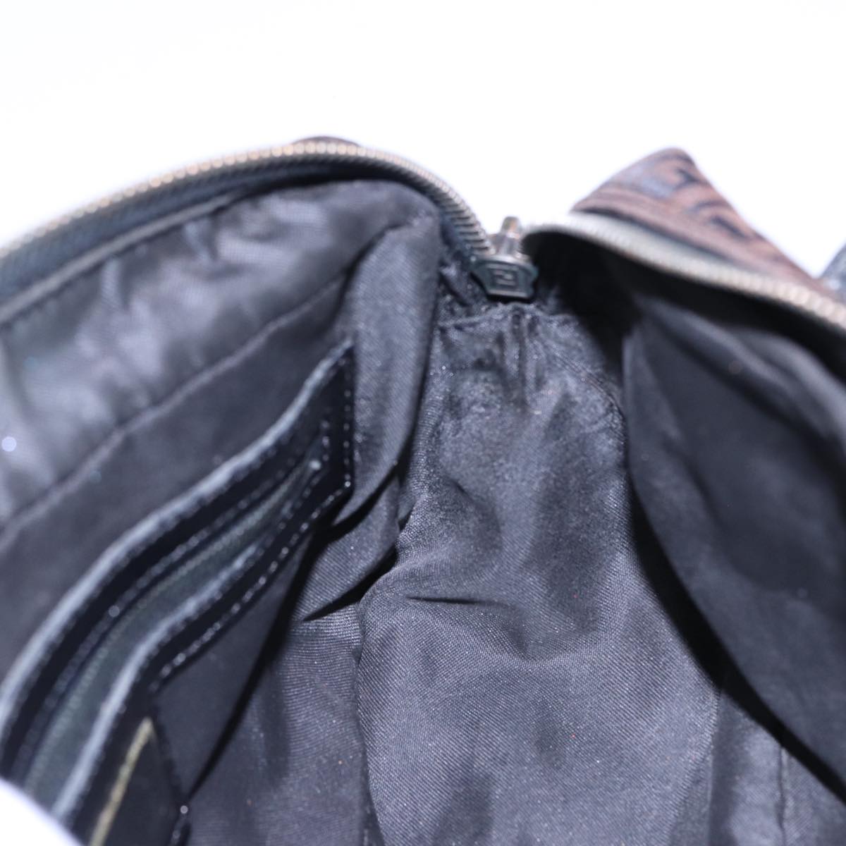 FENDI Zucchino Canvas Hand Bag Brown Blackyk13139