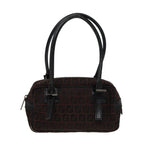 FENDI Zucchino Canvas Hand Bag Brown Blackyk13139