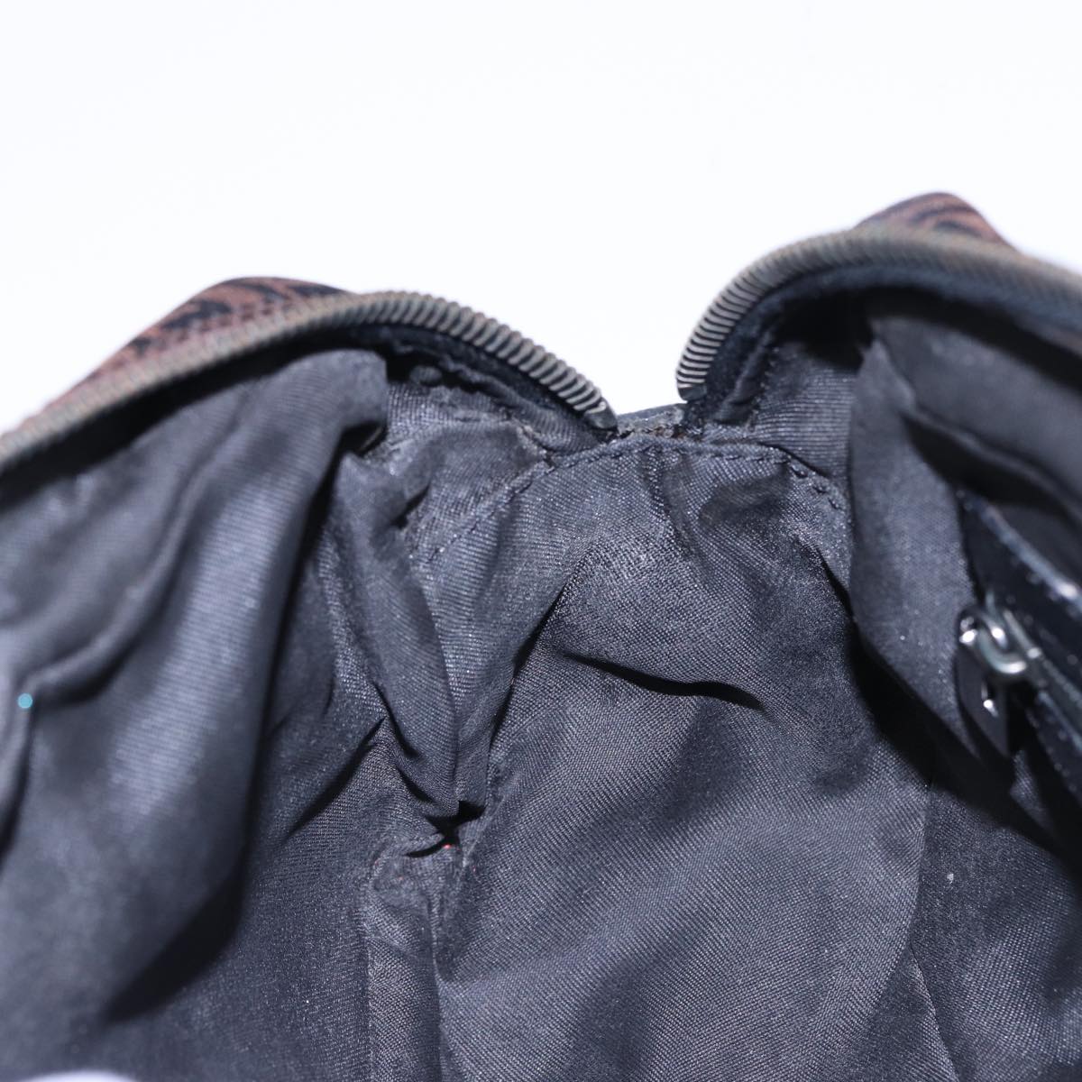 FENDI Zucchino Canvas Hand Bag Brown Blackyk13139