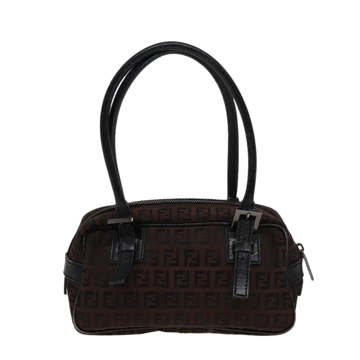 FENDI Zucchino Canvas Hand Bag Brown Blackyk13139
