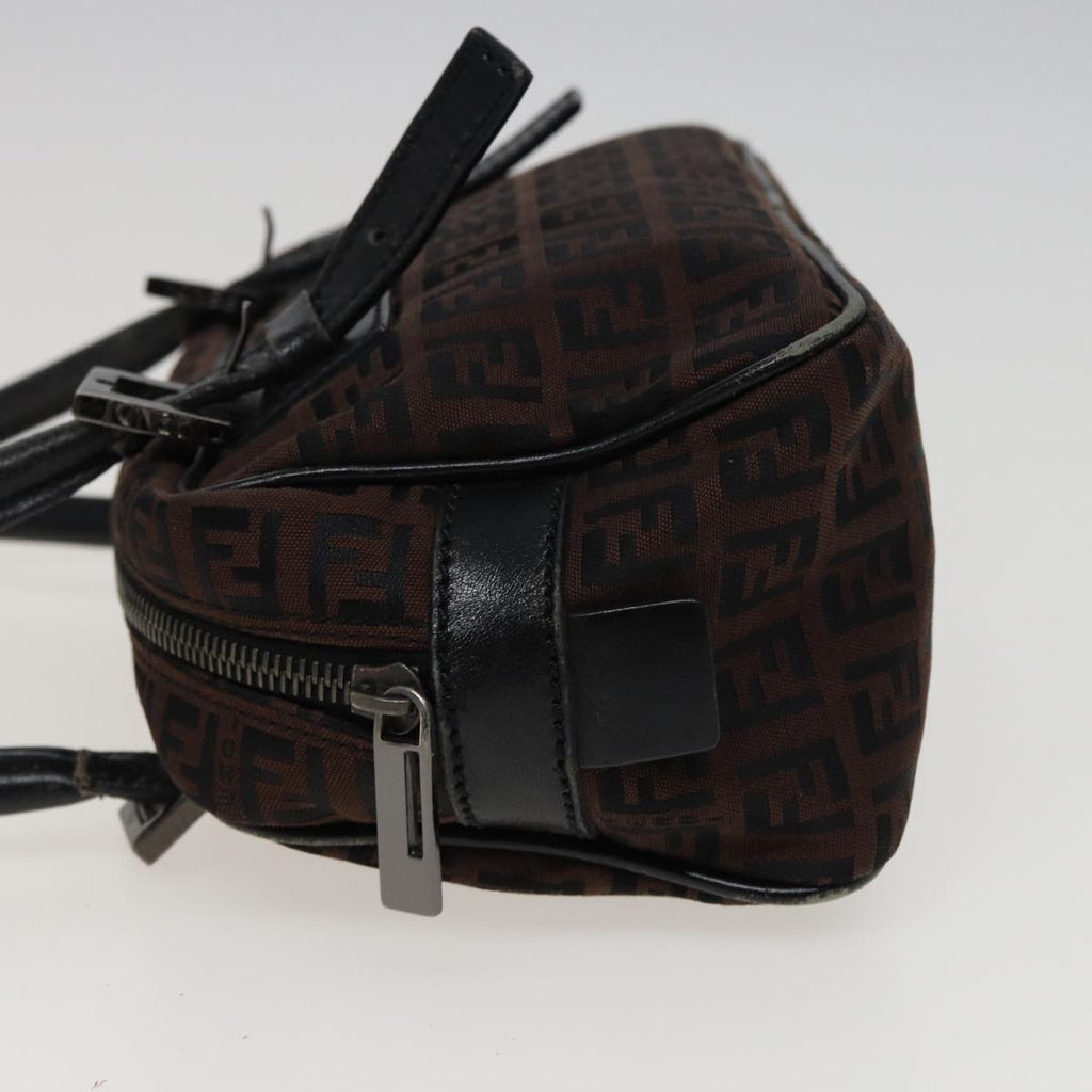 FENDI Zucchino Canvas Hand Bag Brown Blackyk13139
