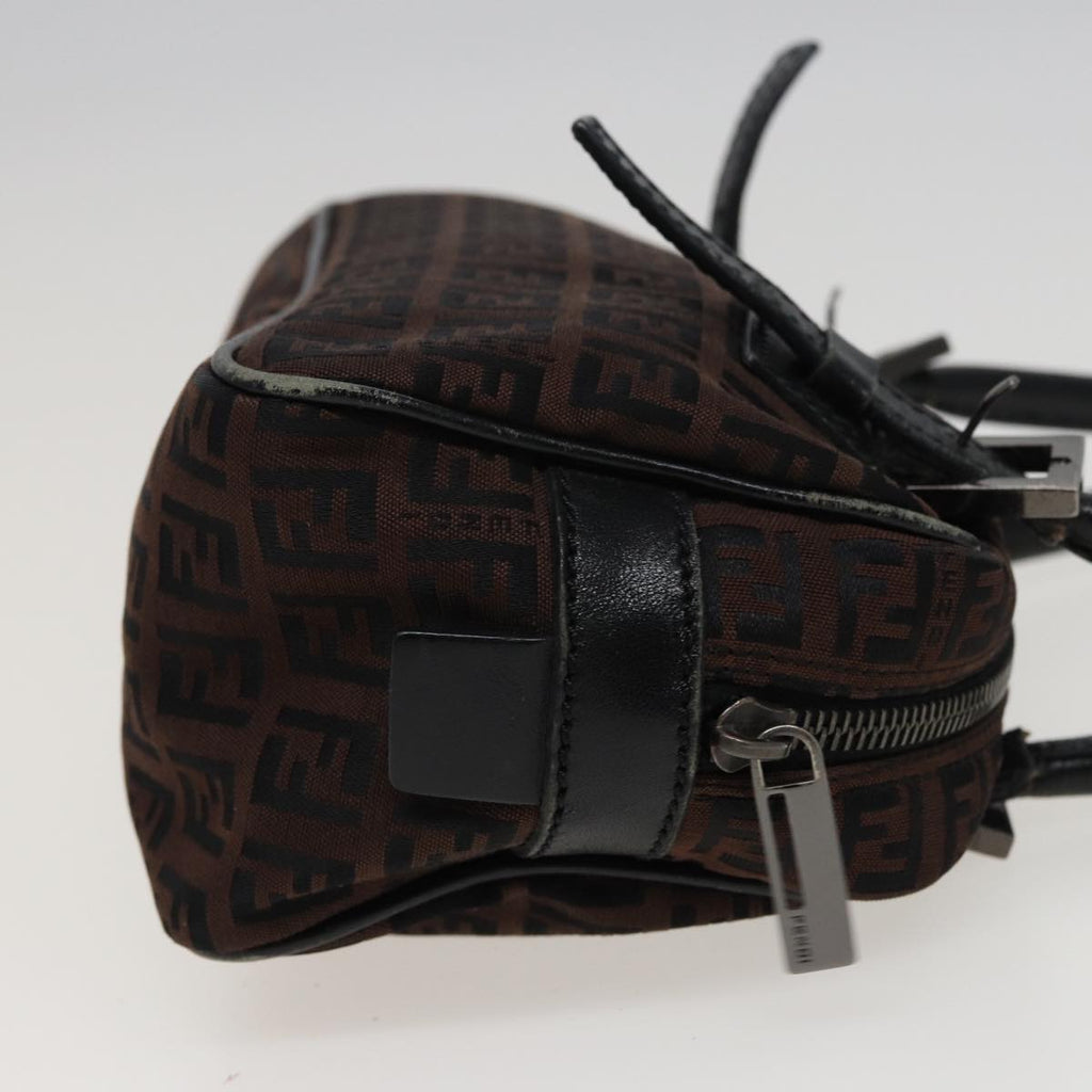 FENDI Zucchino Canvas Hand Bag Brown Blackyk13139