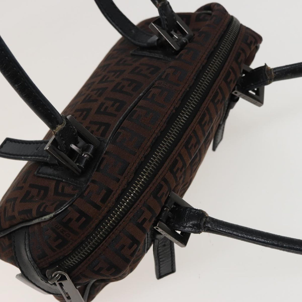 FENDI Zucchino Canvas Hand Bag Brown Blackyk13139