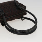 FENDI Zucchino Canvas Hand Bag Brown Blackyk13139