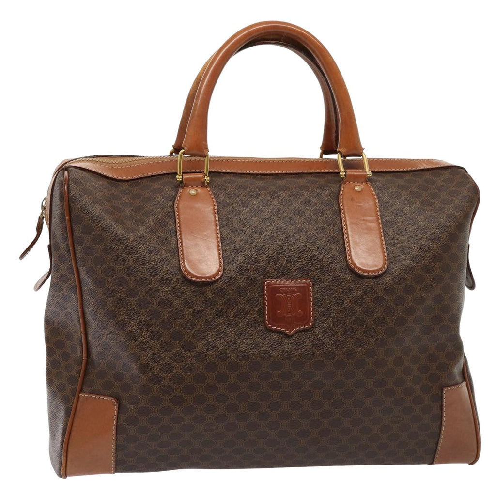 CELINE Macadam Canvas Boston Bag PVC Leather Brown 13157