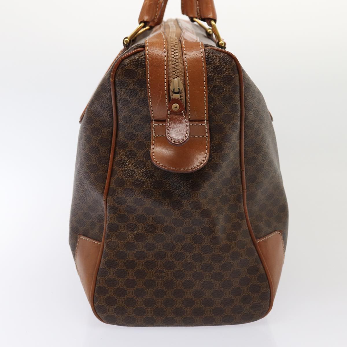 CELINE Macadam Canvas Boston Bag PVC Leather Brown 13157
