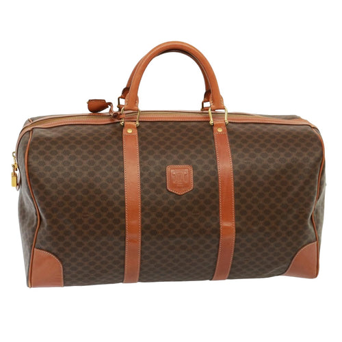 CELINE Macadam Canvas Boston Bag PVC Leather Brown 13158