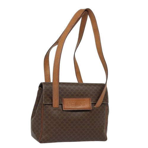 CELINE Macadam Canvas Shoulder Bag PVC Leather Brown 13171
