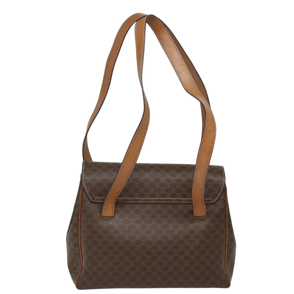 CELINE Macadam Canvas Shoulder Bag PVC Leather Brown 13171