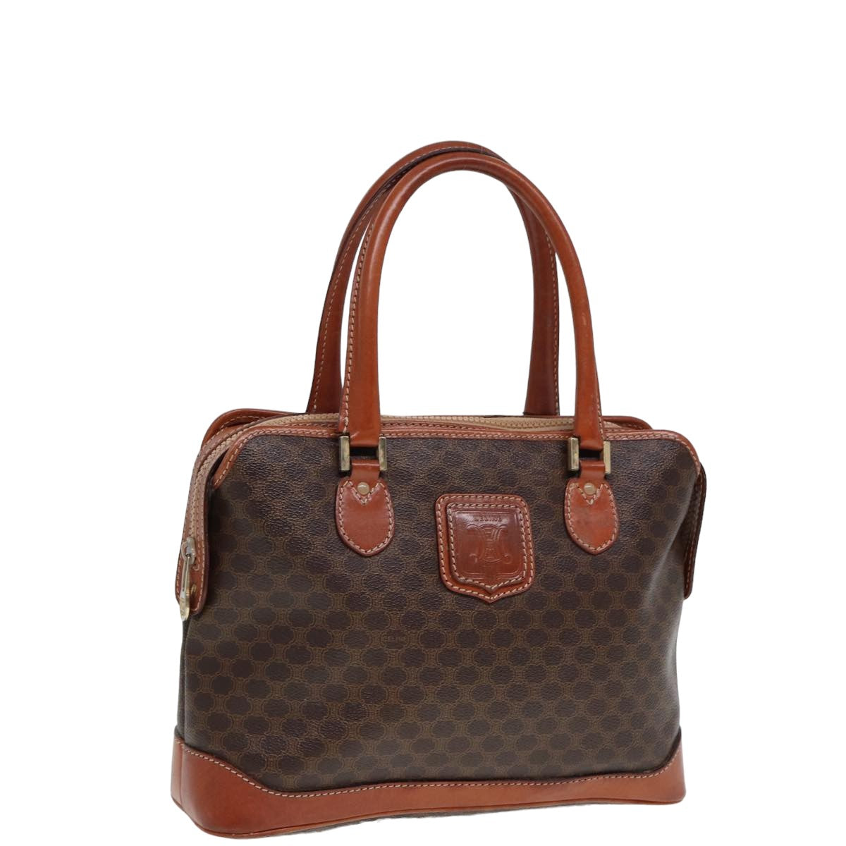 CELINE Macadam Canvas Hand Bag PVC Leather Brown 13181