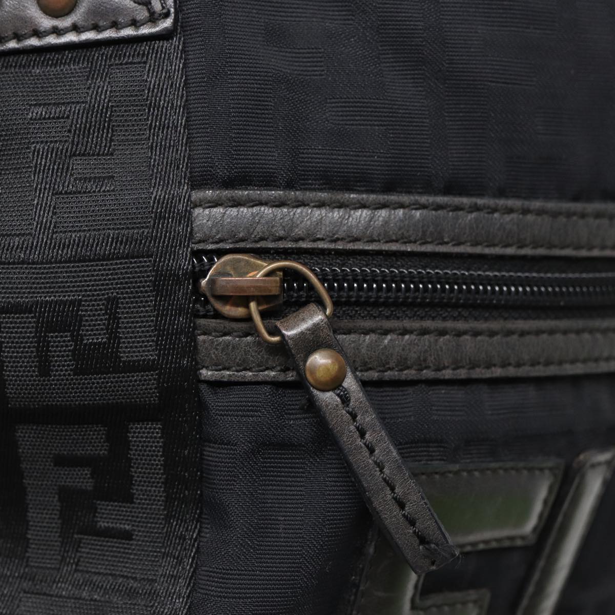 FENDI Zucca Canvas Shoulder Bag Blackyk13192