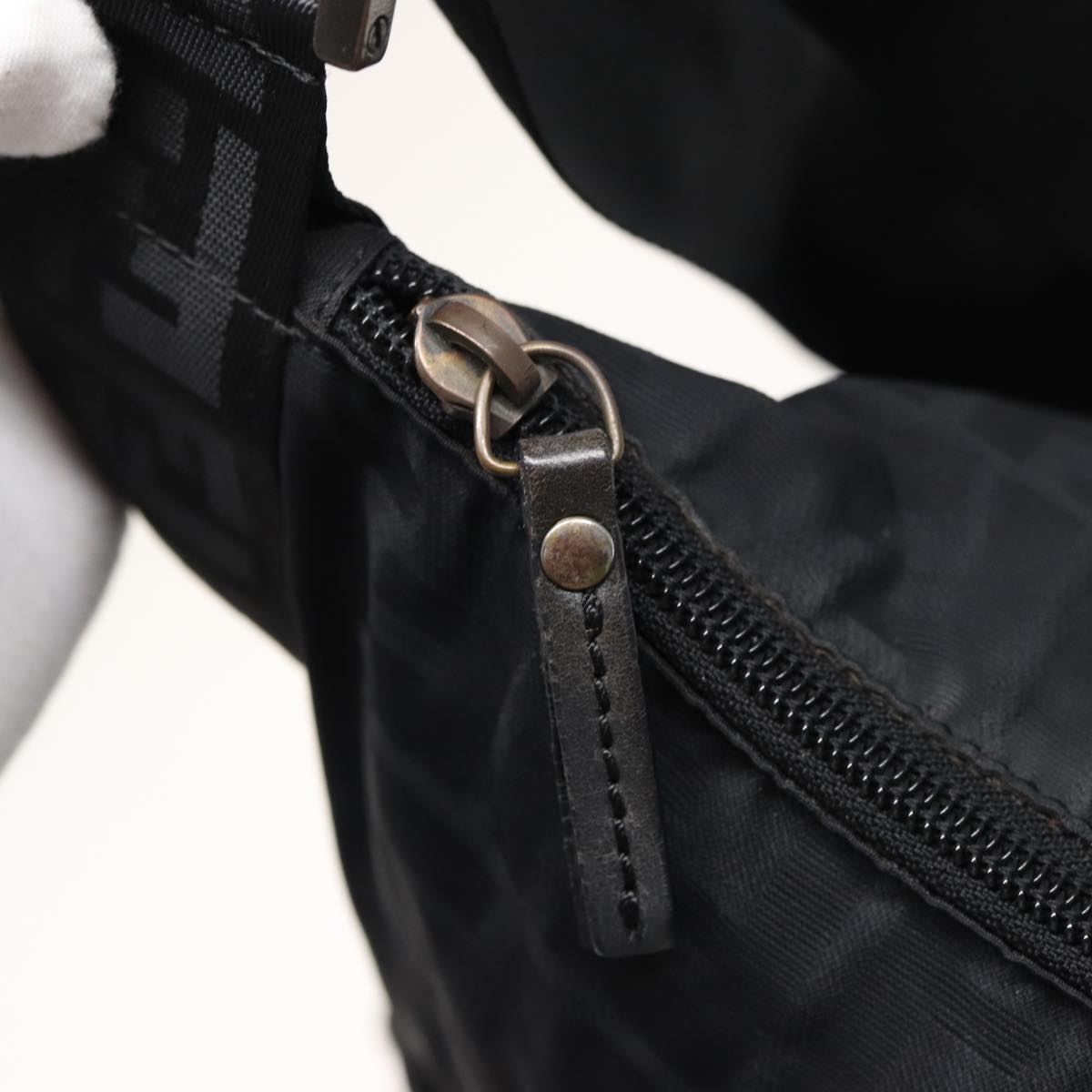 FENDI Zucca Canvas Shoulder Bag Blackyk13192