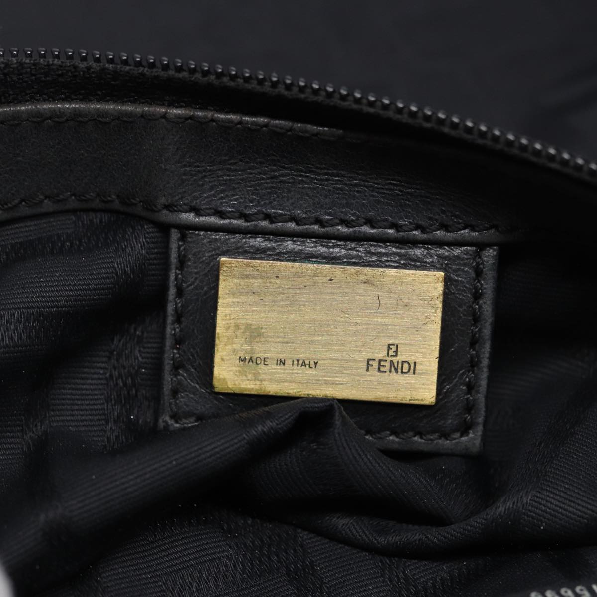 FENDI Zucca Canvas Shoulder Bag Blackyk13192