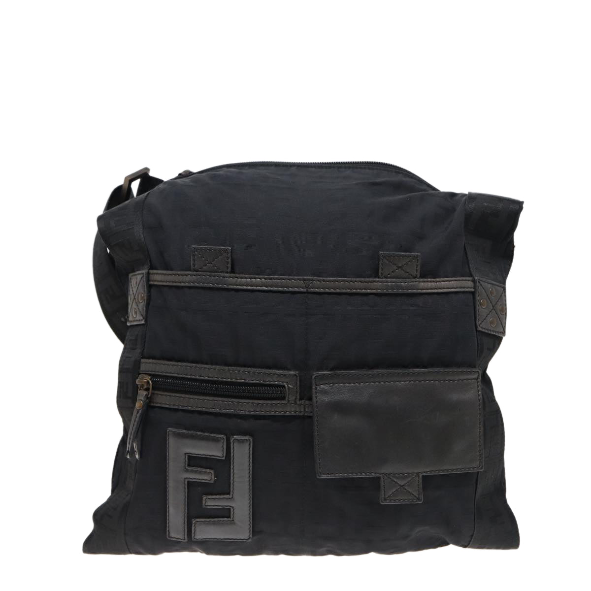 FENDI Zucca Canvas Shoulder Bag Blackyk13192