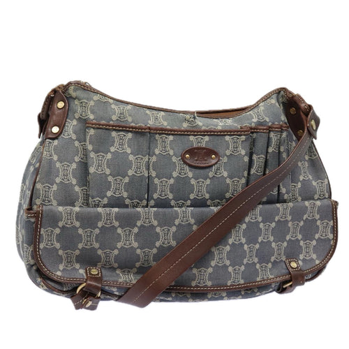 CELINE Denim Paris Macadam Shoulder Bag Blue 13201