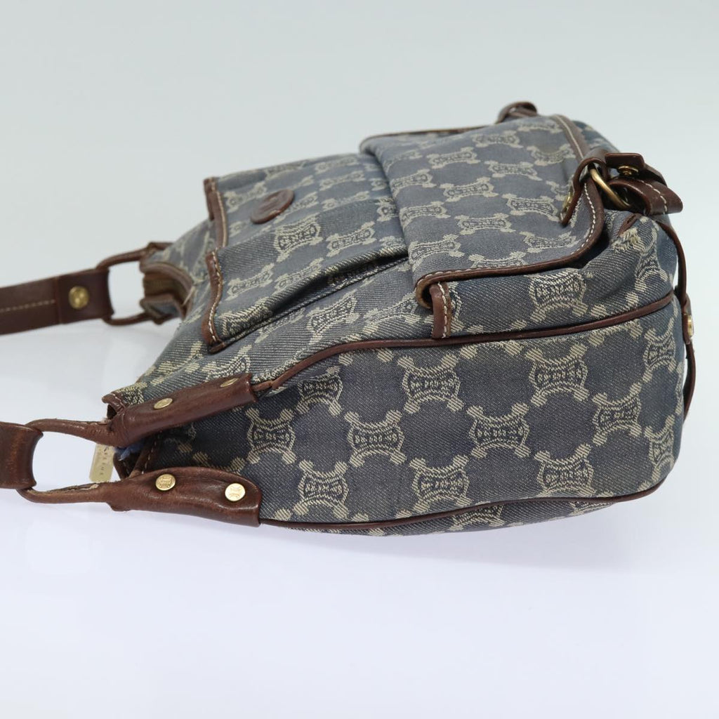 CELINE Denim Paris Macadam Shoulder Bag Blue 13201