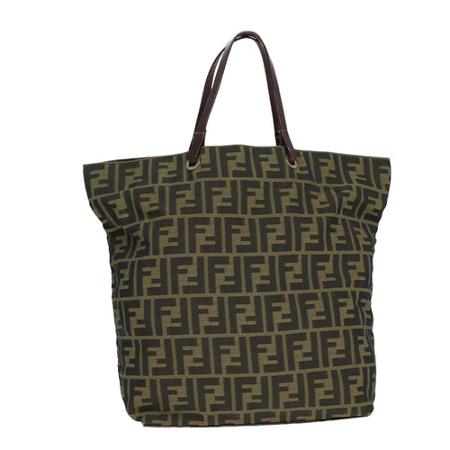 FENDI Zucca Canvas Tote Bag Black Brownyk13205