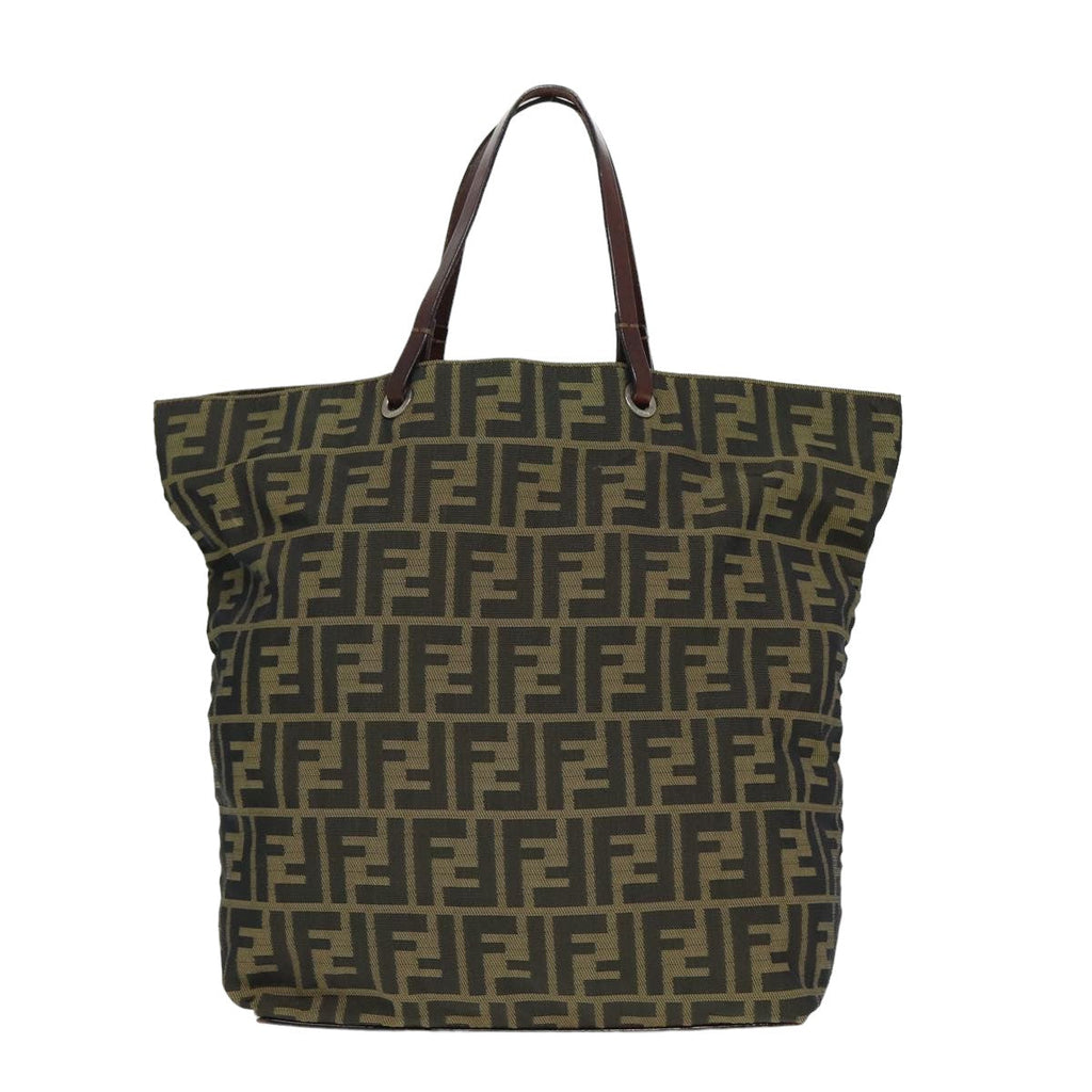 FENDI Zucca Canvas Tote Bag Black Brownyk13205