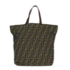 FENDI Zucca Canvas Tote Bag Black Brownyk13205