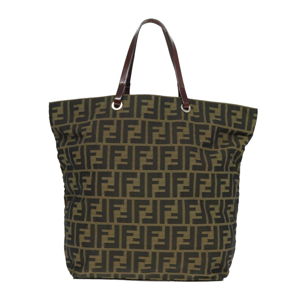 FENDI Zucca Canvas Tote Bag Black Brownyk13205