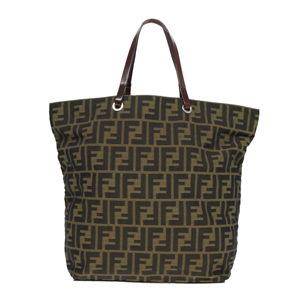 FENDI Zucca Canvas Tote Bag Black Brownyk13205