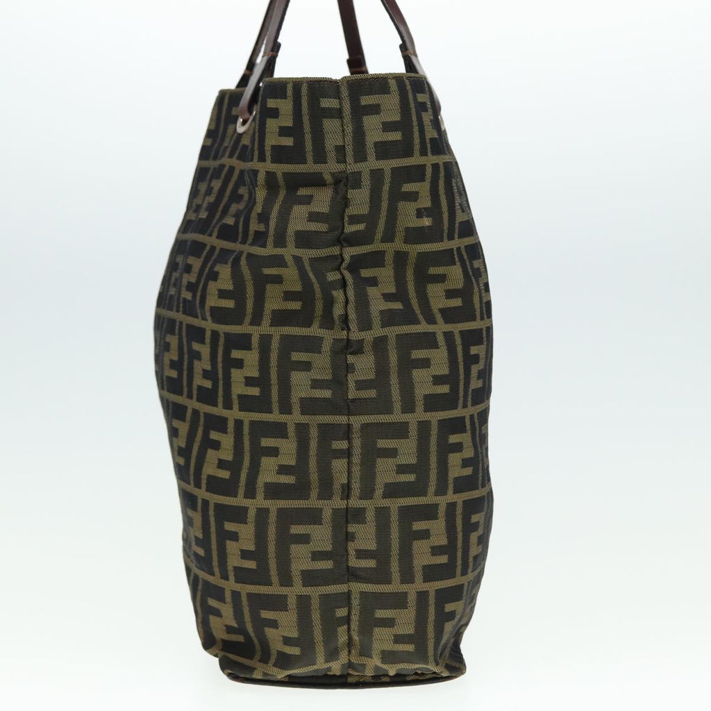 FENDI Zucca Canvas Tote Bag Black Brownyk13205