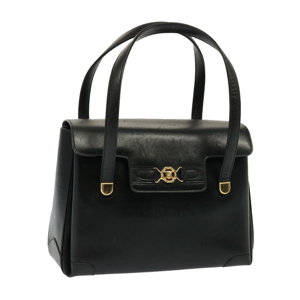 CELINE Hand Bag Leather Black 13208