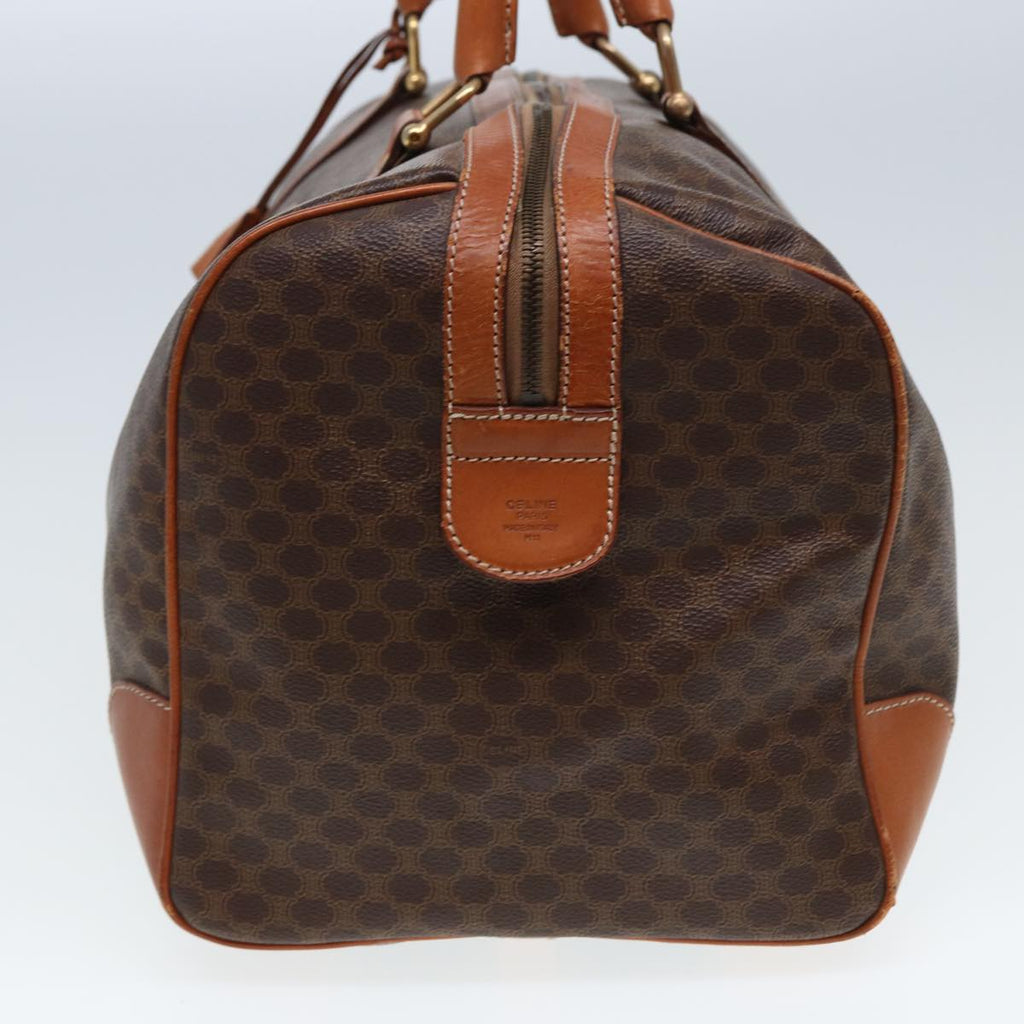 CELINE Macadam Canvas Boston Bag PVC Leather Brown 13219