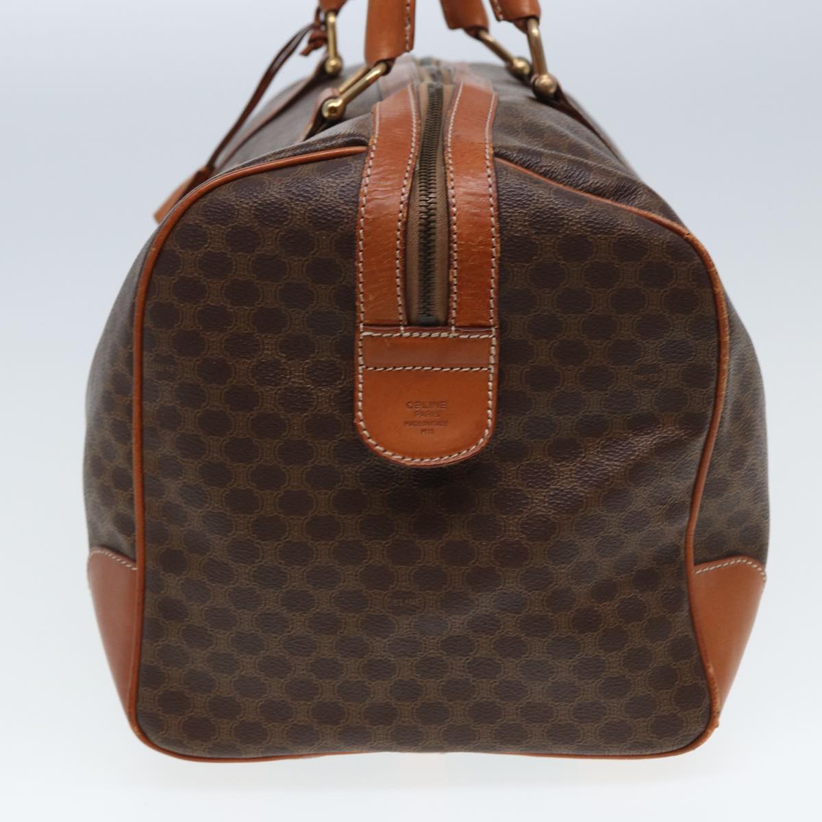 CELINE Macadam Canvas Boston Bag PVC Leather Brown 13219