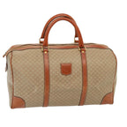 CELINE Macadam Canvas Boston Bag Leather Beige Auth yk13220