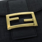 FENDI Zucchino Canvas Mamma Baguette Shoulder Bag Blackyk13228A