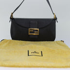 FENDI Zucchino Canvas Mamma Baguette Shoulder Bag Blackyk13228A