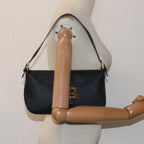 FENDI Zucchino Canvas Mamma Baguette Shoulder Bag Blackyk13228A