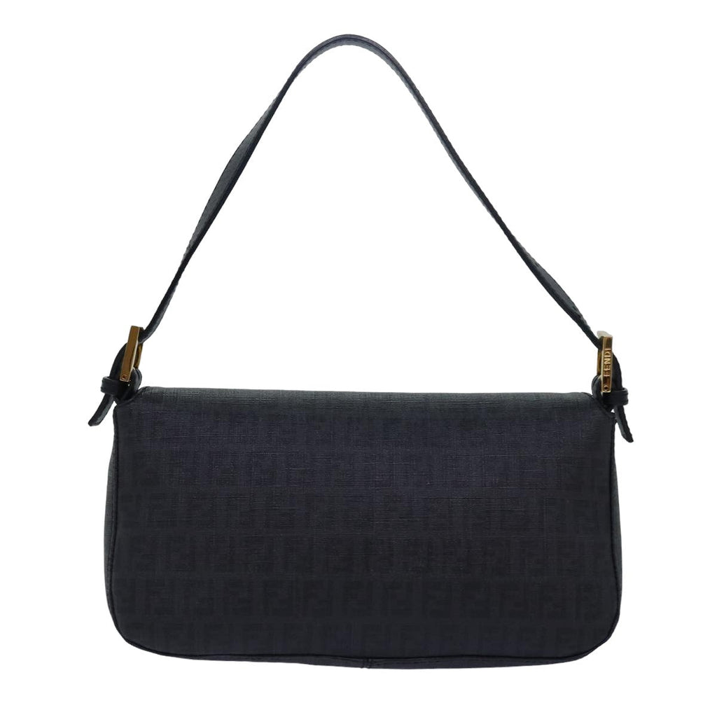 FENDI Zucchino Canvas Mamma Baguette Shoulder Bag Blackyk13228A