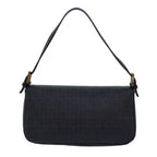 FENDI Zucchino Canvas Mamma Baguette Shoulder Bag Blackyk13228A