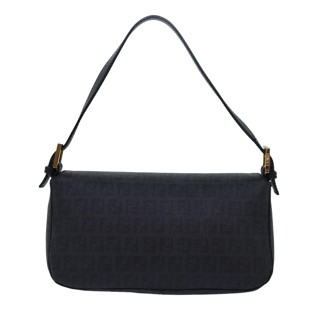 FENDI Zucchino Canvas Mamma Baguette Shoulder Bag Blackyk13228A