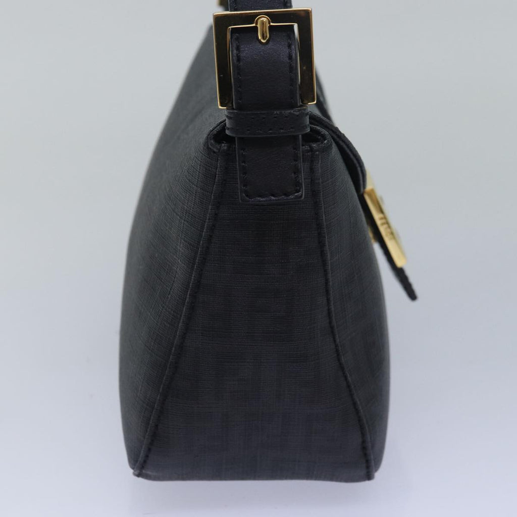 FENDI Zucchino Canvas Mamma Baguette Shoulder Bag Blackyk13228A
