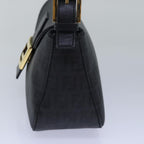 FENDI Zucchino Canvas Mamma Baguette Shoulder Bag Blackyk13228A