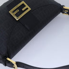 FENDI Zucchino Canvas Mamma Baguette Shoulder Bag Blackyk13228A